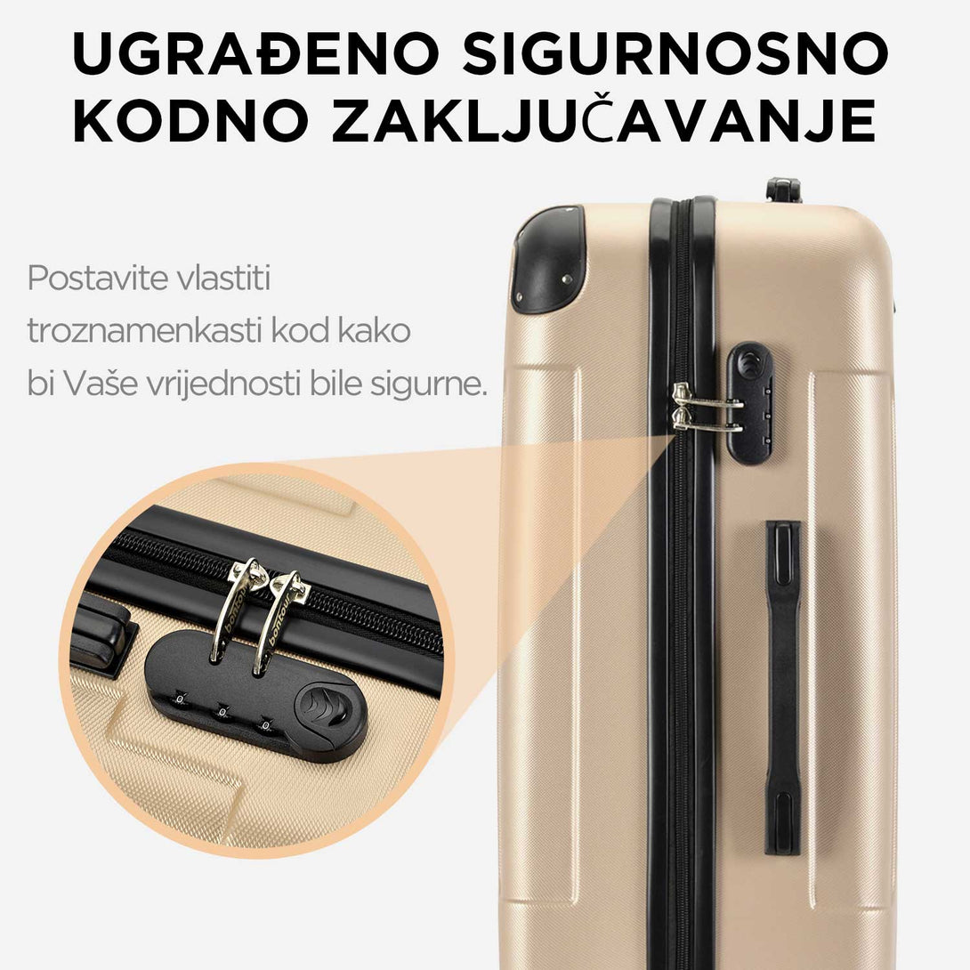 VERTICAL kabinski kofer na 4 kotača s bravom, 55x39x20cm, boja šampanjca | BONTOUR-Vasdom.hr