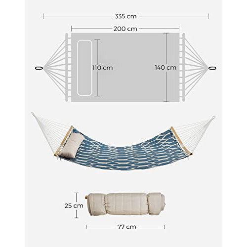 Viseća ležaljka s jastukom, 200 x 140 cm, nosivost 225 kg, plava i bijela | SONGMICS-Vasdom.hr