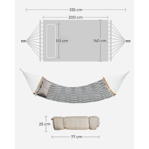 Viseća ležaljka s jastukom, 200 x 140 cm, nosivost 225 kg, siva i bijela | SONGMICS-Vasdom.hr