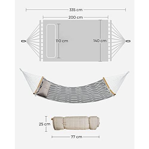 Viseća ležaljka s jastukom, 200 x 140 cm, nosivost 225 kg, siva i bijela | SONGMICS-Vasdom.hr
