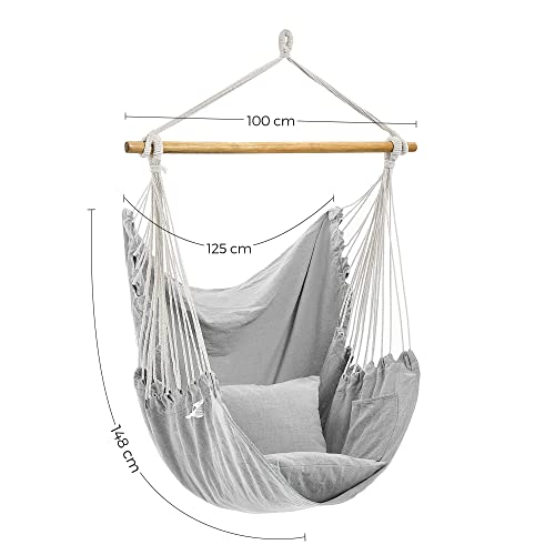 Viseća stolica s 2 jastuka nosivosti do 150kg, 148 x 125 cm, sive i bež boje | SONGMICS-Vasdom.hr