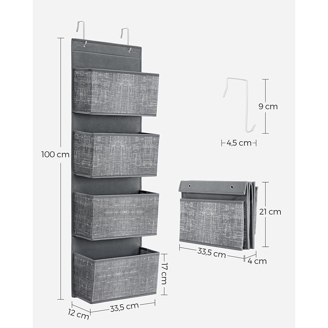 Viseći organizator za odlaganje s 4 džepa 33,5 x 100 x 12 cm, sivo prošarani | SONGMICS-Vasdom.hr