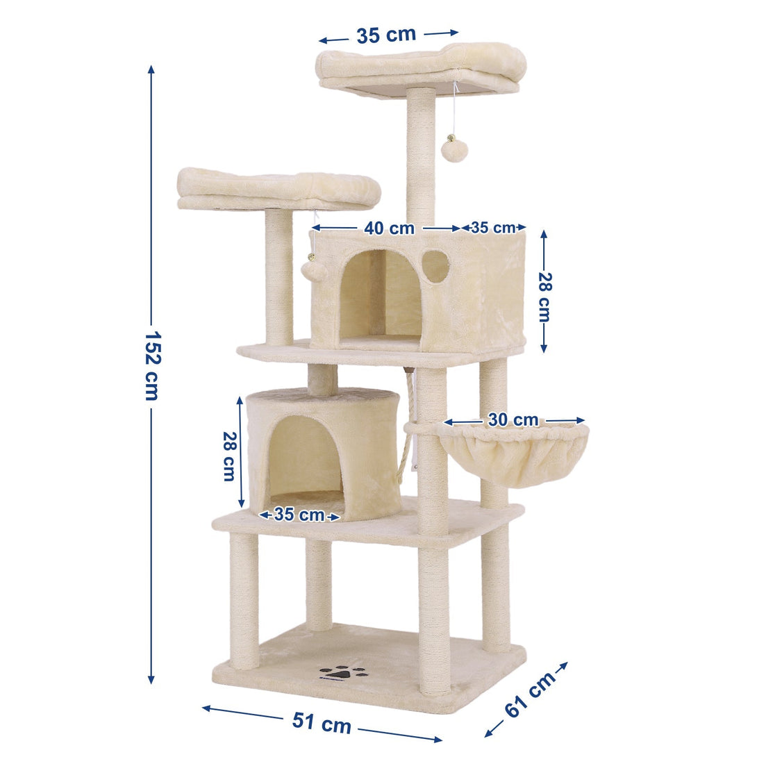 Visoki toranj za mačke 152 cm, s kućicama, grebalicama i krevetićima, bež | FEANDREA-Vasdom.hr