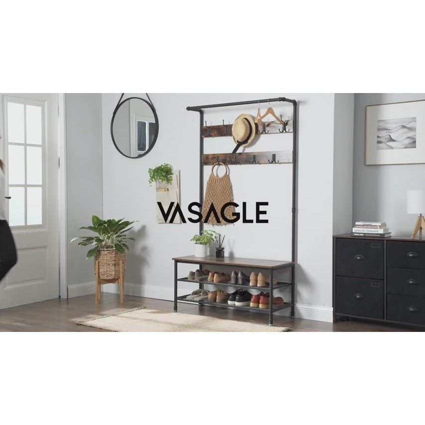 Vješalica za kapute, Rustikalna vješalica za kapute sa spremištem za cipele, 97 x 41,5 x 182 cm | VASAGLE-Vasdom.hr