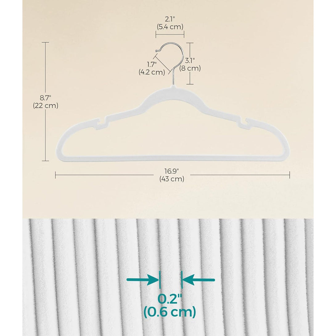 Vješalice od velura , pakiranje od 30, neklizajuće s urezima- bijele | SONGMICS-Vasdom.hr