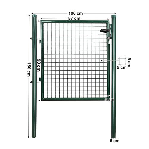 Vrtna vrata od galvaniziranog čelika s bravom i 3 ključa, 150 x 106 cm, zelena | SONGMICS-Vasdom.hr