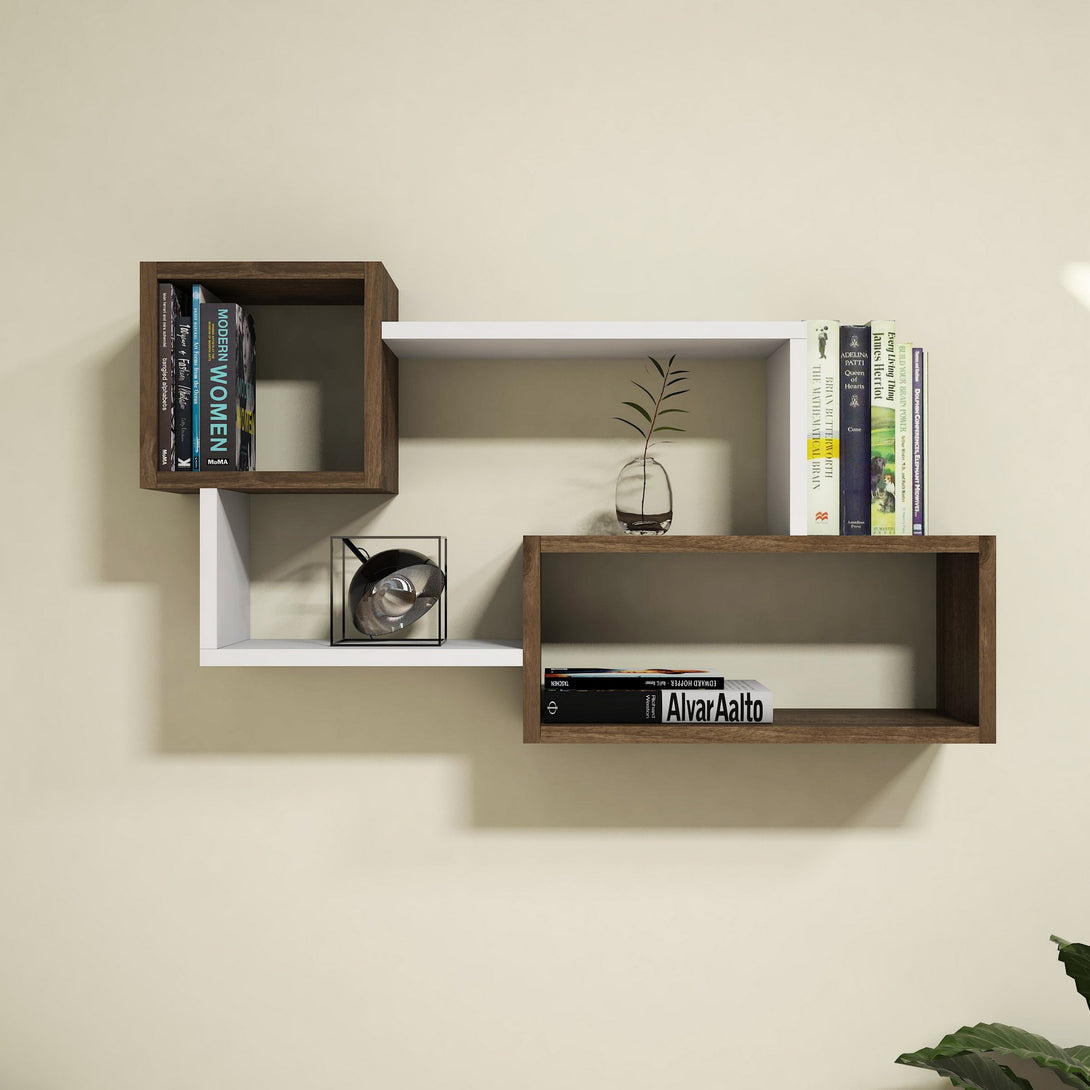 Zidna polica Afro - White, Walnut-Vasdom.hr