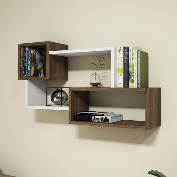 Zidna polica Afro - White, Walnut-Vasdom.hr