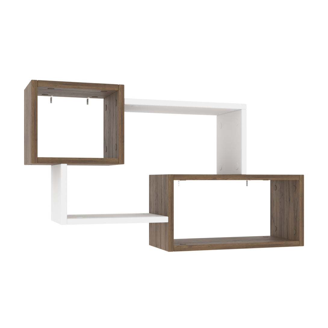 Zidna polica Ayder - Walnut, White-Vasdom.hr