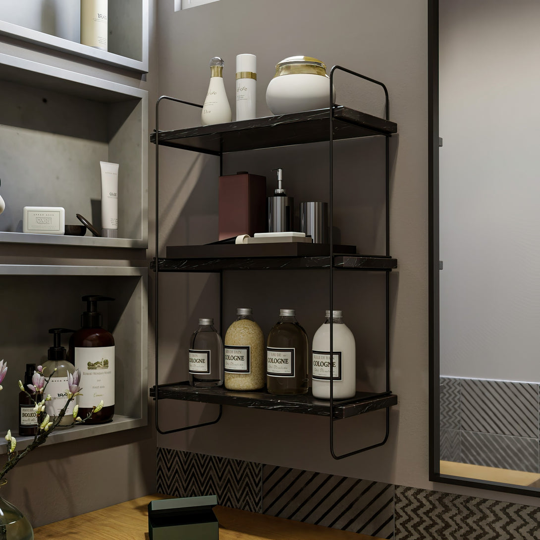 Zidna polica Pulalis - Black Marble-Vasdom.hr