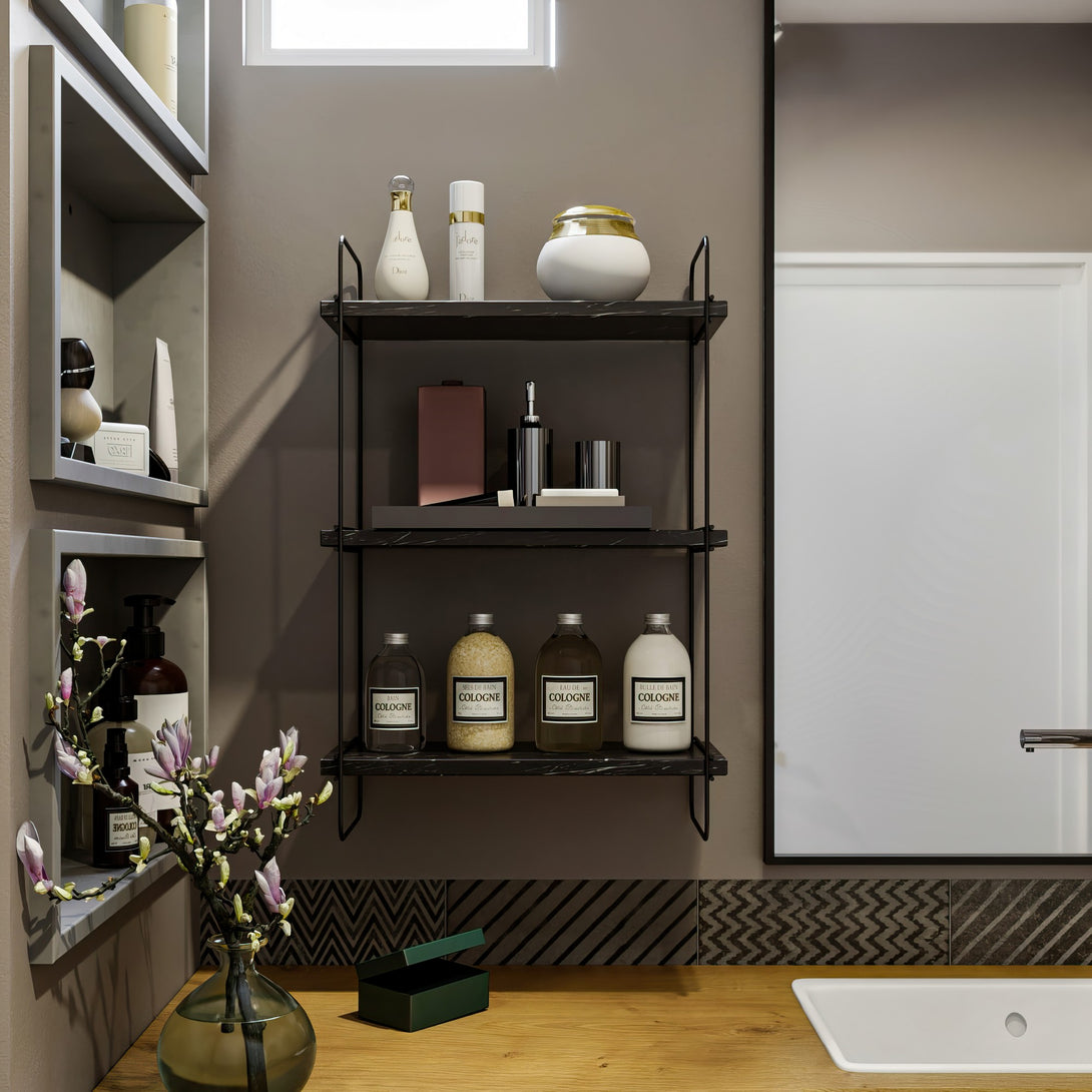 Zidna polica Pulalis - Black Marble-Vasdom.hr