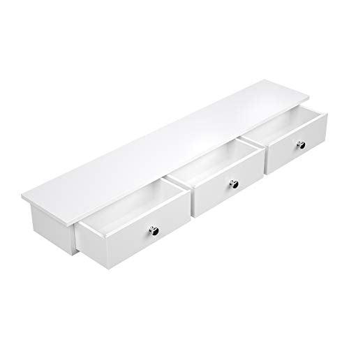 Zidna polica s 3 ladice, 80 x 15 x 10 cm, visokosjajni premaz, bijele boje | SONGMICS-Vasdom.hr
