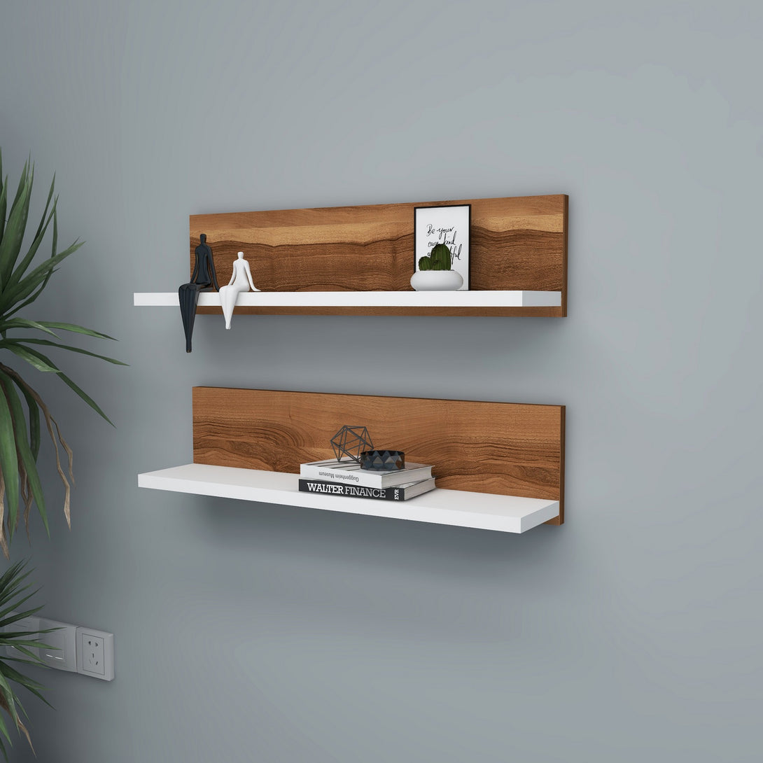 Zidna polica Shelf - Walnut, White-Vasdom.hr