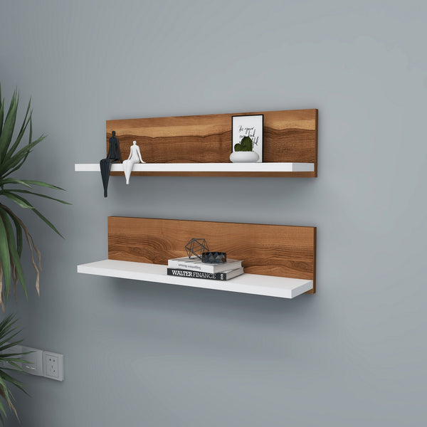Zidna polica Shelf - Walnut, White-Vasdom.hr
