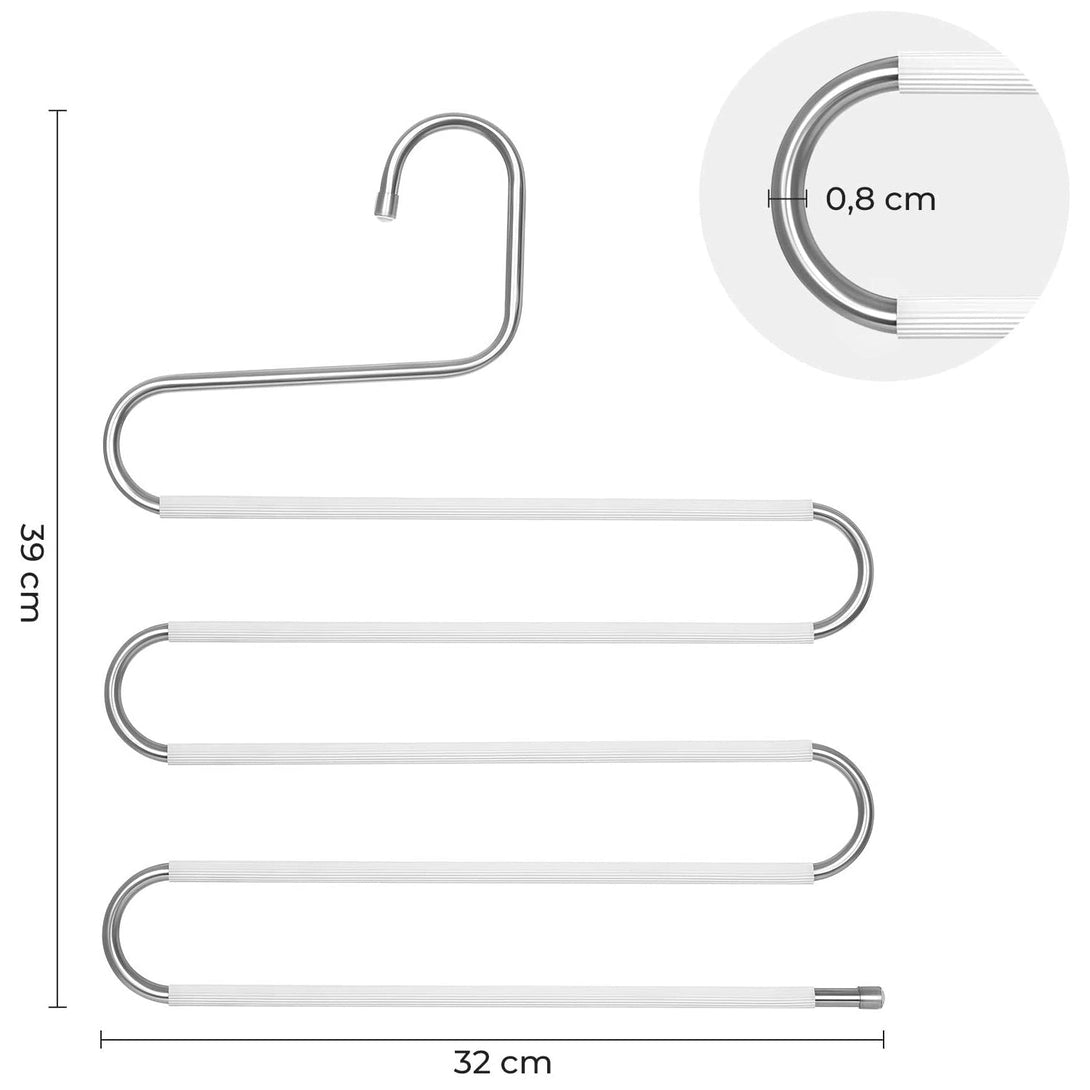 4 vješalice za hlače koje štede prostor, 39 x 32 x 0,8 cm, srebrne i bijele | SONGMICS-Vasdom.hr