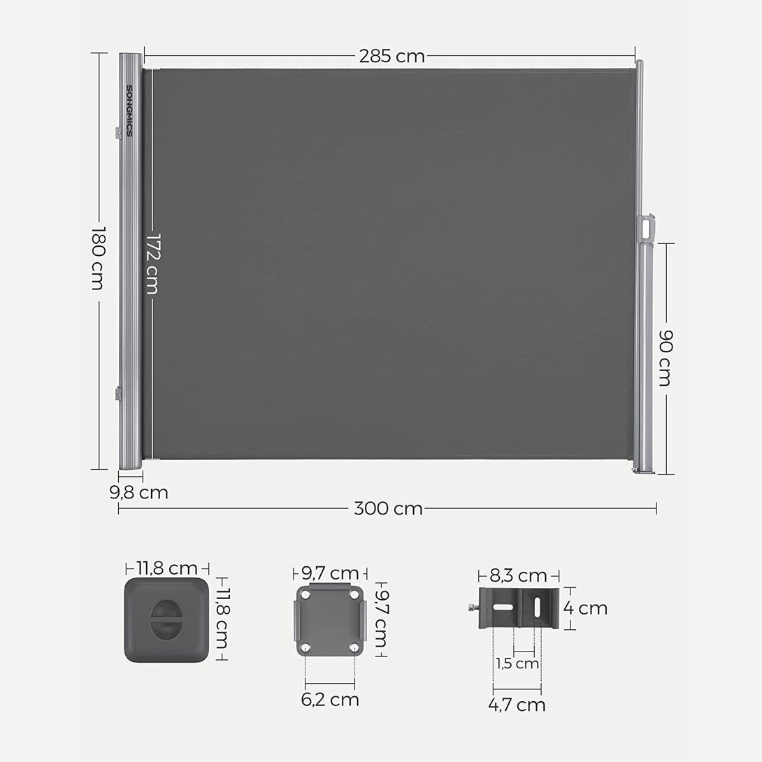 Bočna tenda, na razvlačenje, 180 x 300 cm antracit siva | SONGMICS-Vasdom.hr