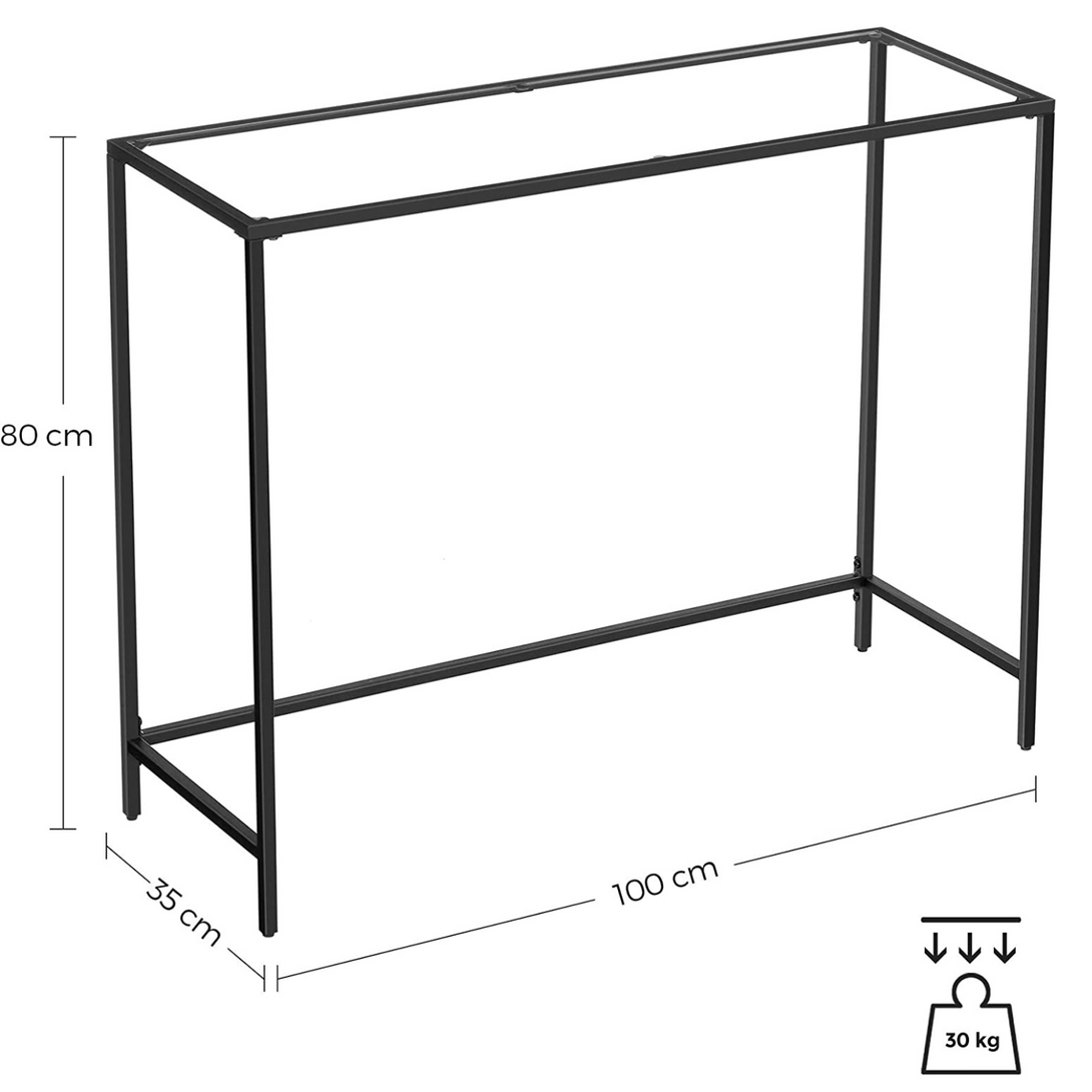 konzolni stol kaljeno staklo, podesive noge, 100 x 80 x 35 cm crno | VASAGLE-Vasdom.hr