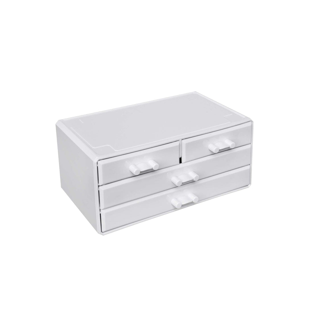 kozmetički organizator, spremište šminke s 4 ladice, 24 x 18,5, x 13,5 cm, bijela | SONGMICS-Vasdom.hr