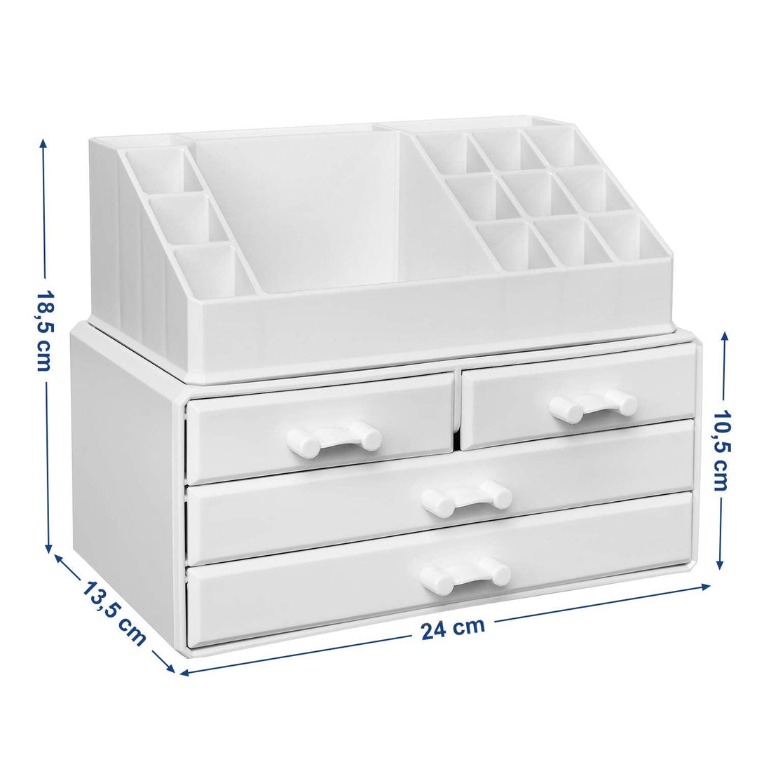 kozmetički organizator, spremište šminke s 4 ladice, 24 x 18,5, x 13,5 cm, bijela | SONGMICS-Vasdom.hr