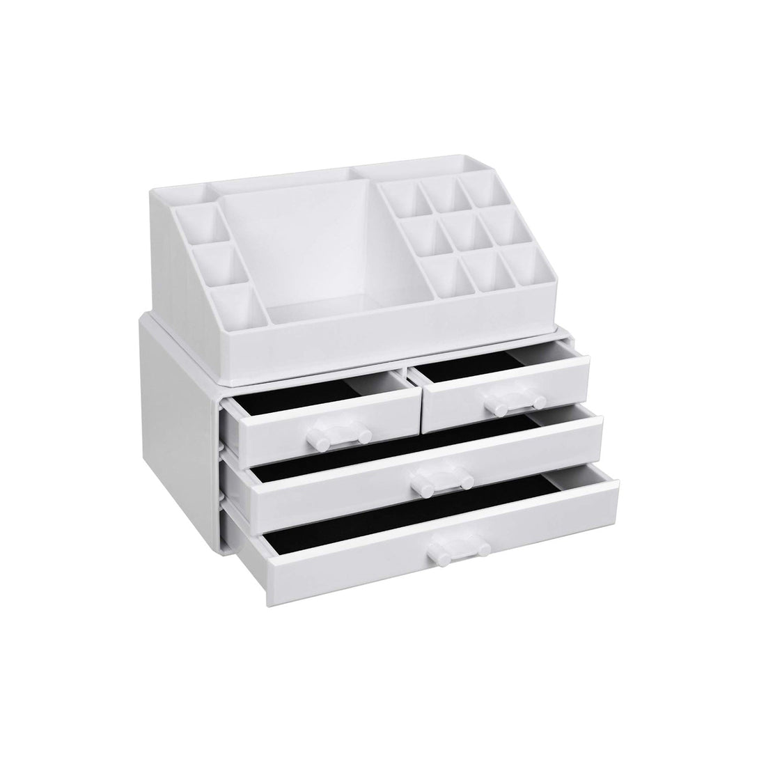 kozmetički organizator, spremište šminke s 4 ladice, 24 x 18,5, x 13,5 cm, bijela | SONGMICS-Vasdom.hr