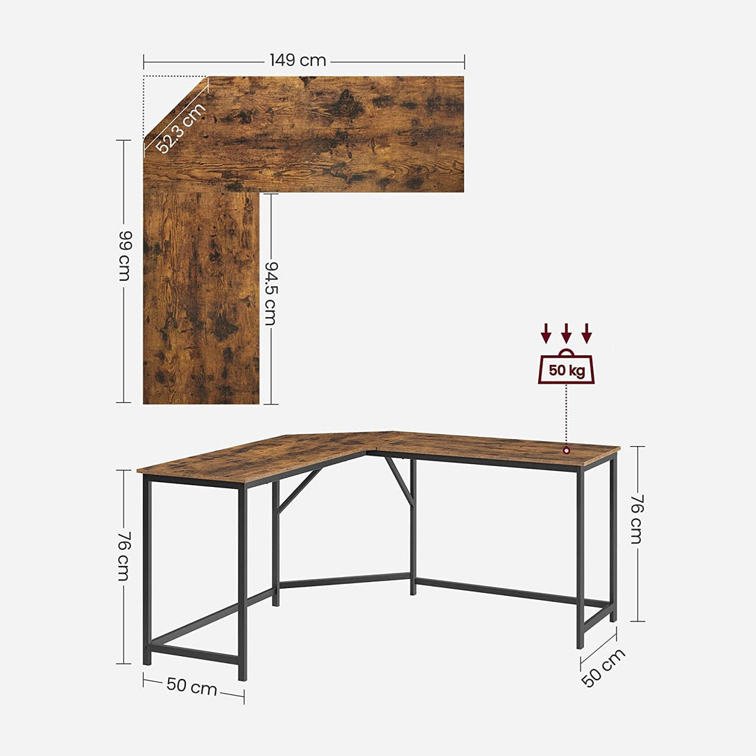 Kutni stol, računalni stol u obliku slova L, uredski stol 149 x 149 x 75 cm | VASAGLE-Vasdom.hr