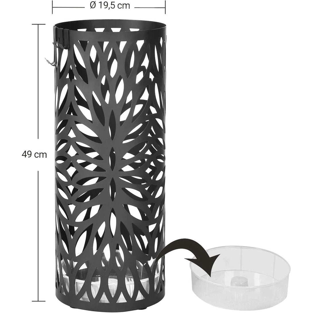 Moderni metalni stalak za kišobrane s uklonjivom posudom za kapanje, crna | SONGMICS-Vasdom.hr