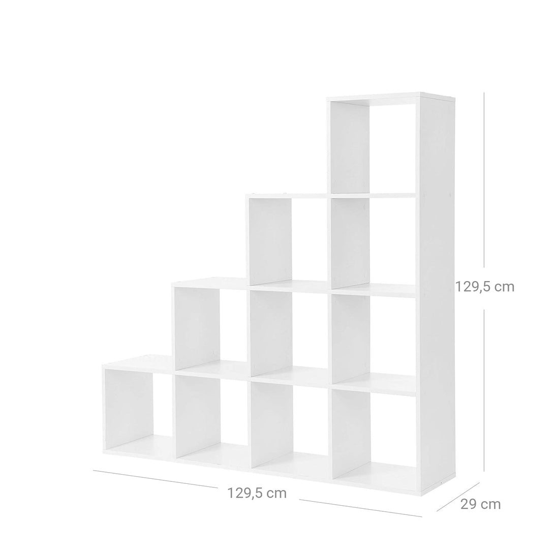 Polica za knjige, 10 kockastih polica, 129,5 x 29 x 129,5 cm Bijela | VASAGLE-Vasdom.hr