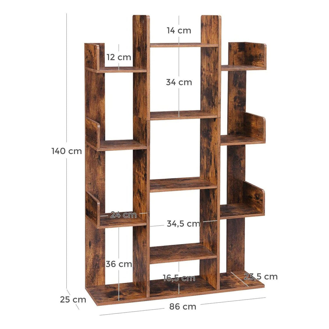 Polica za knjige, drvena polica s 13 polica za odlaganje, 86 x 25 x 140 cm | VASAGLE-Vasdom.hr