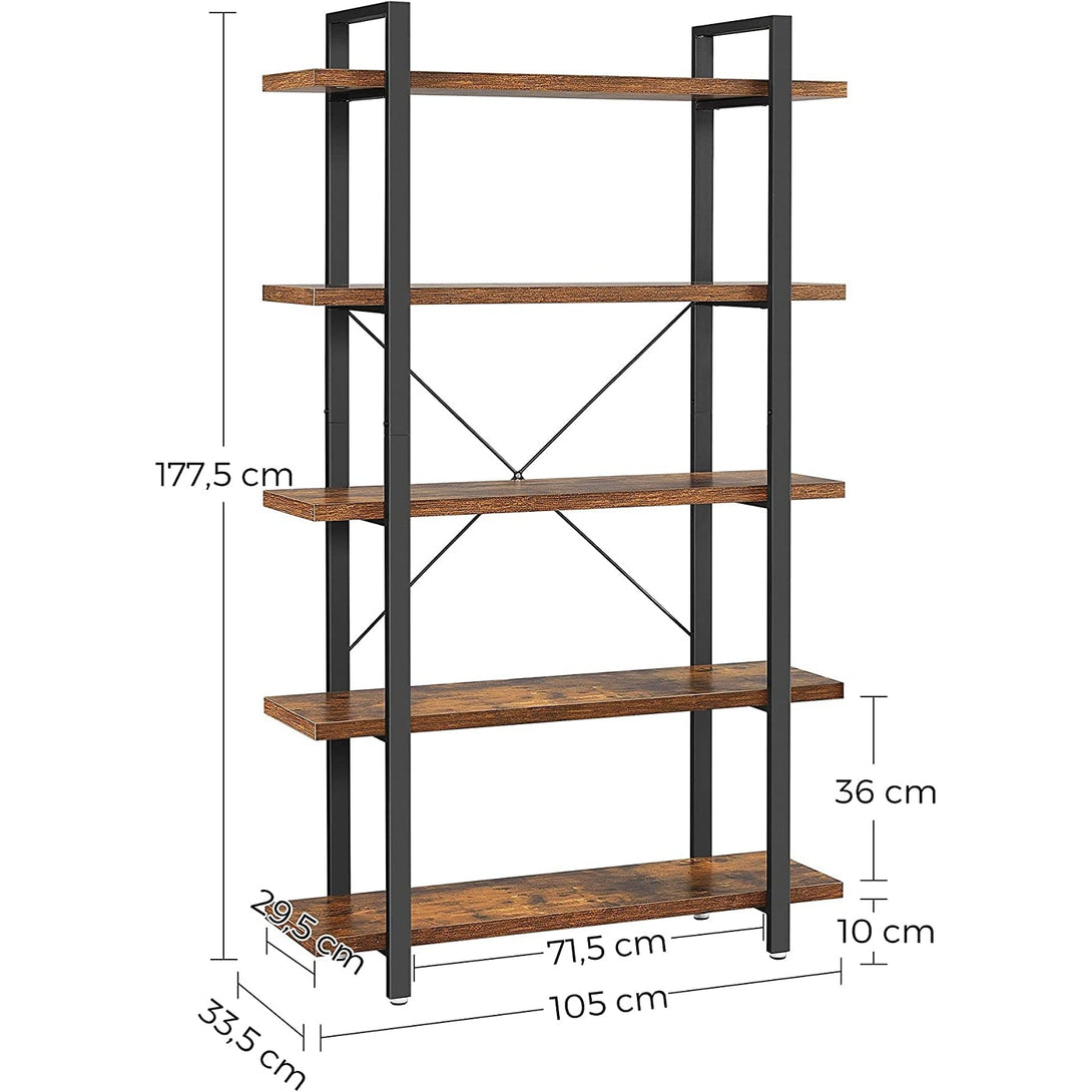 polica za knjige, stabilni stalak za odlaganje na 5 razina 105 x 33,5 x 177,5 cm | VASAGLE-Vasdom.hr