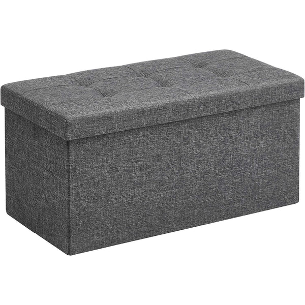 Pouf, klupa za odlaganje 76 x 38 x 38 cm, tamno siva | SONGMICS-Vasdom.hr