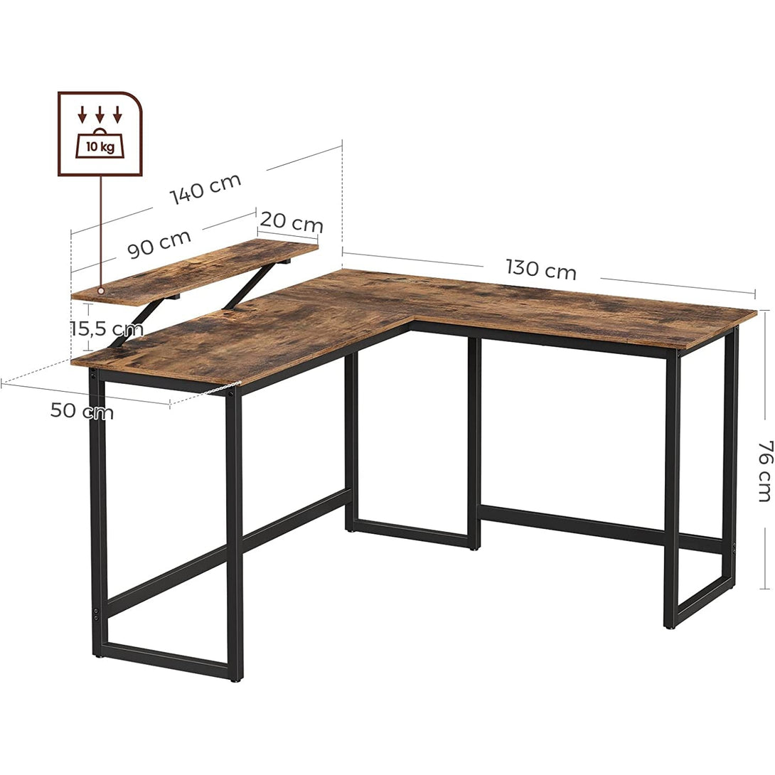 Računalni stol u obliku slova L, kutni stol 140 x 130 x 89 cm | VASAGLE-Vasdom.hr