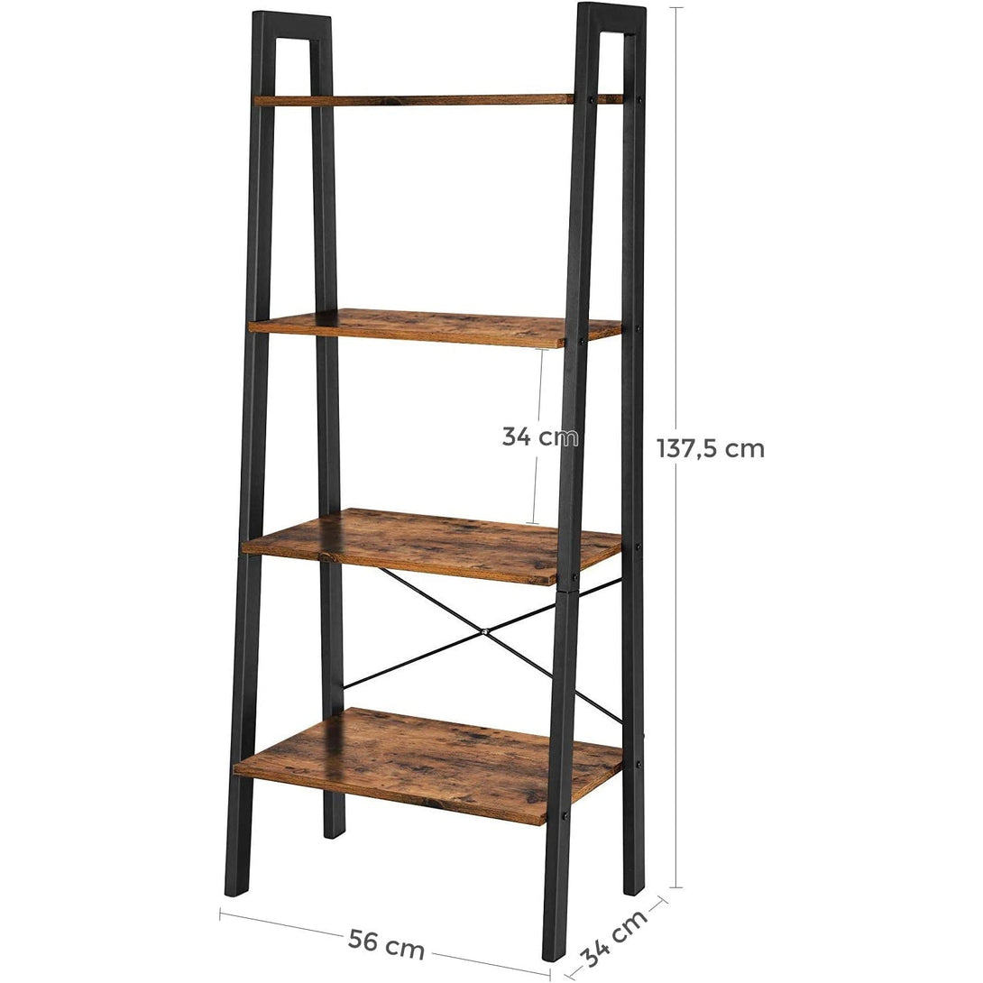 Rustikalna polica za odlaganje s 4 razine, polica s ljestvama 56 x 34 x 136 cm | VASAGLE-Vasdom.hr