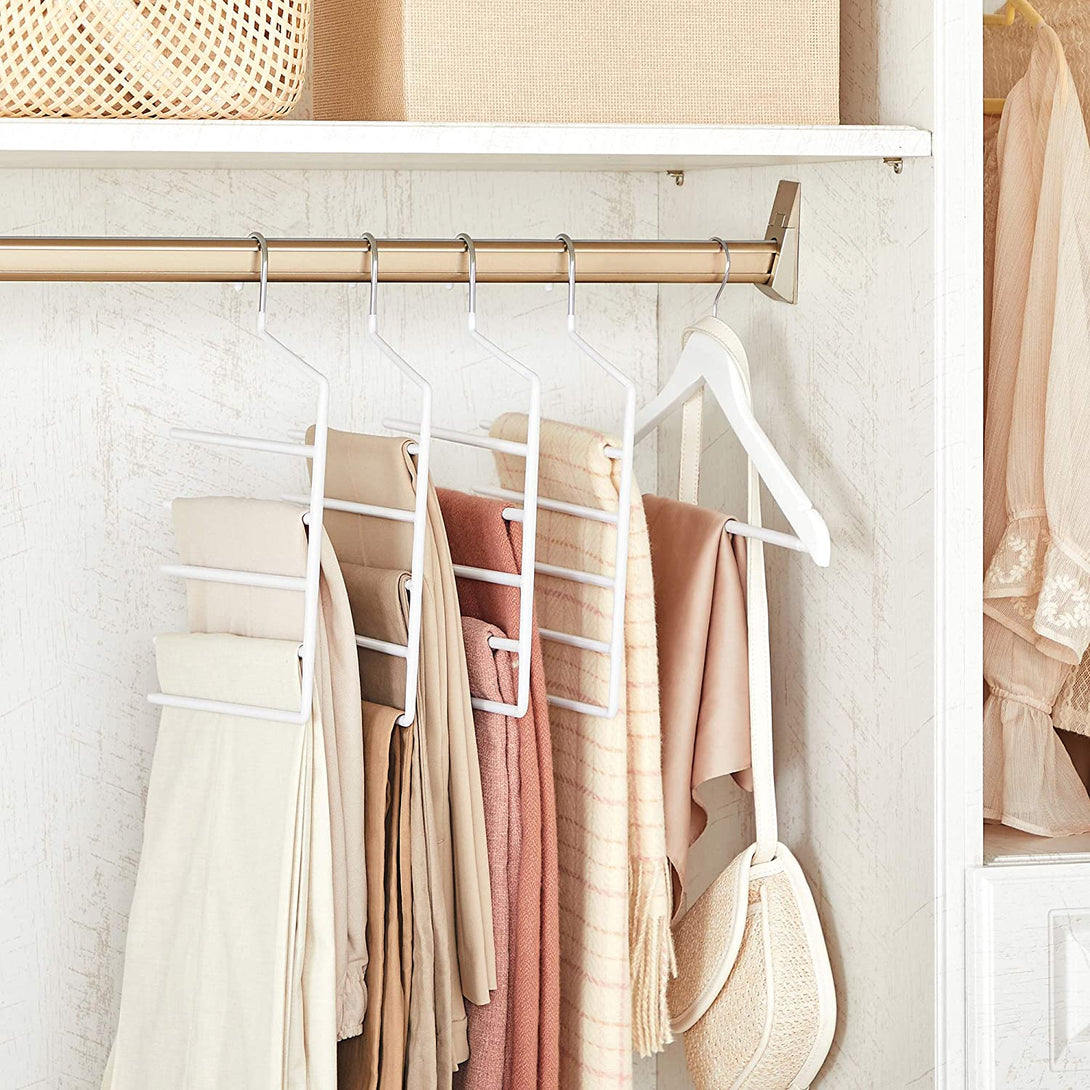 Set od 4 vješalice s 5 šipki, za hlače, šalove, bijele boje | SONGMICS-Vasdom.hr