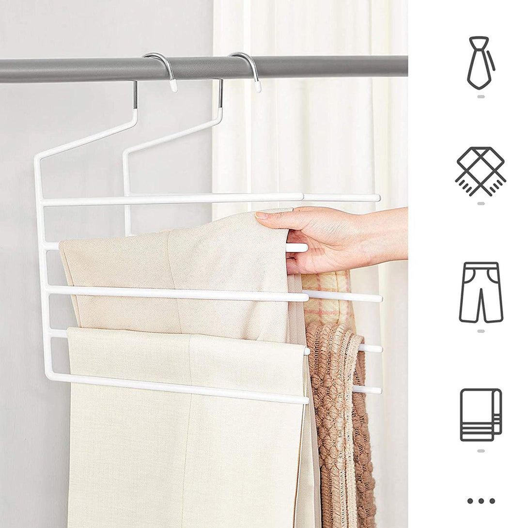 Set od 4 vješalice s 5 šipki, za hlače, šalove, bijele boje | SONGMICS-Vasdom.hr