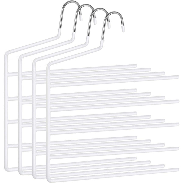 Set od 4 vješalice s 5 šipki, za hlače, šalove, bijele boje | SONGMICS-Vasdom.hr