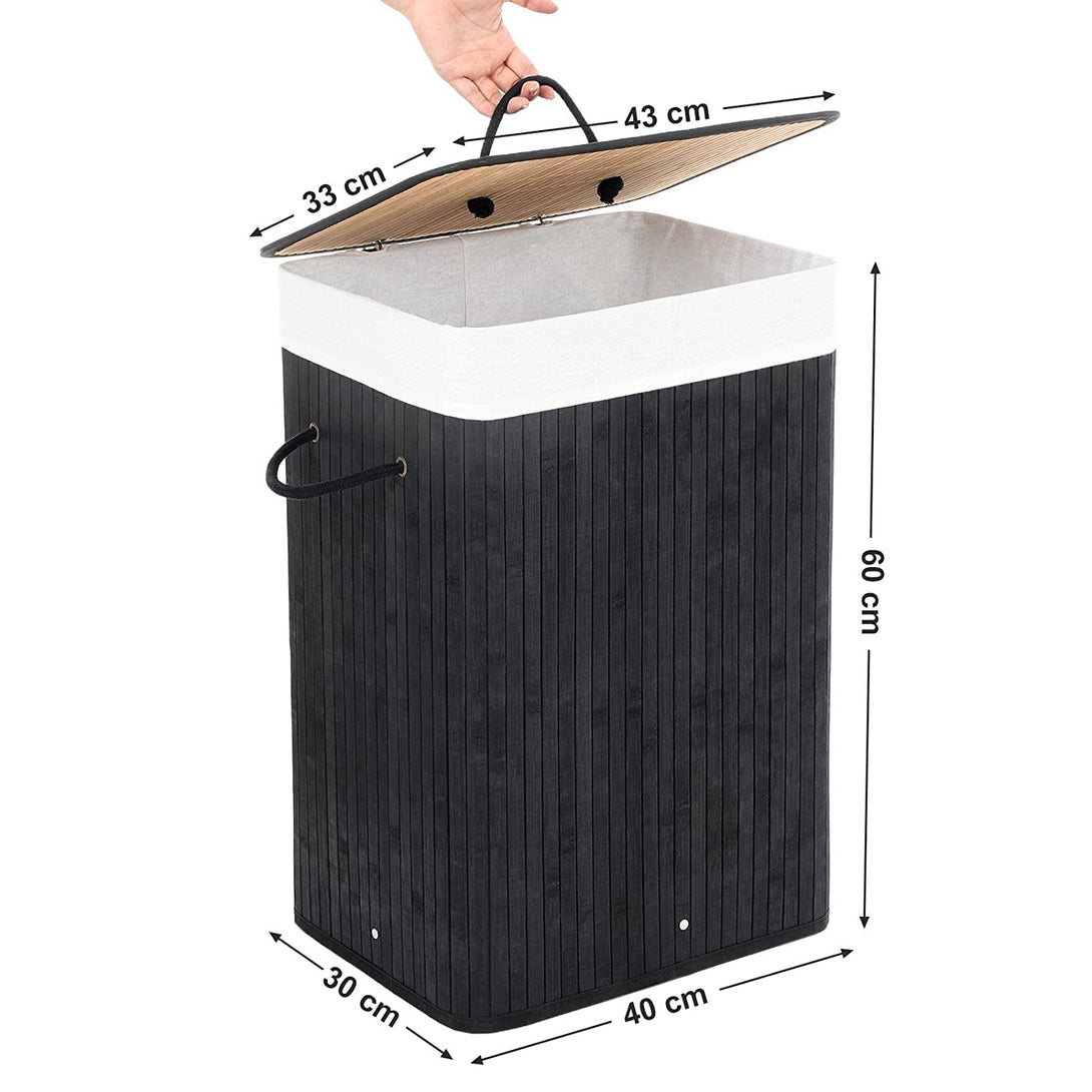 Sklopiva košara za rublje od bambusa 72 L, 40 x 30 x 60 cm, crna | SONGMICS-Vasdom.hr