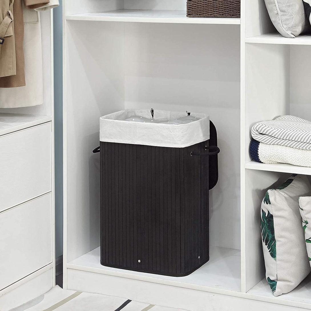 Sklopiva košara za rublje od bambusa 72 L, 40 x 30 x 60 cm, crna | SONGMICS-Vasdom.hr
