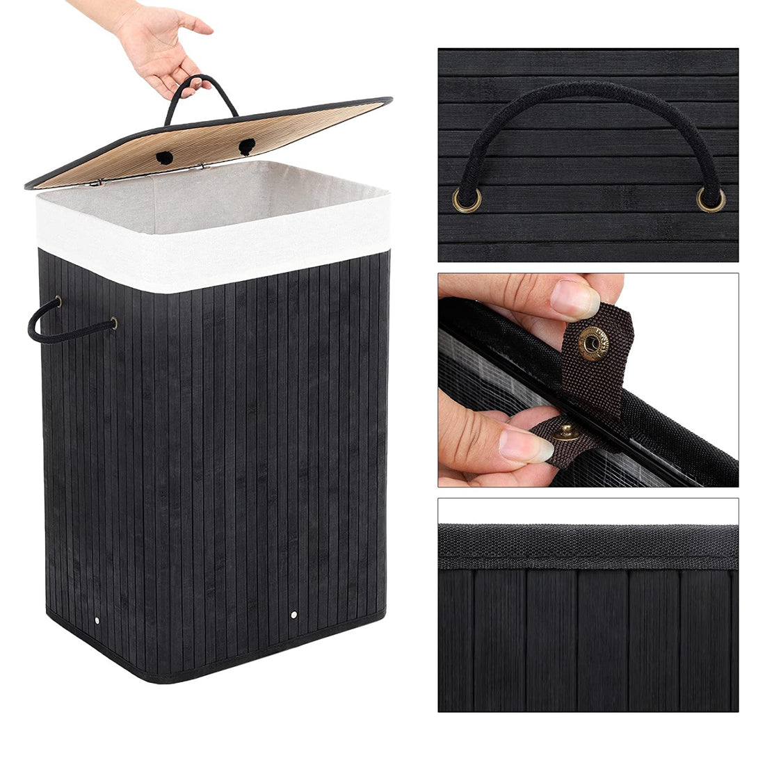 Sklopiva košara za rublje od bambusa 72 L, 40 x 30 x 60 cm, crna | SONGMICS-Vasdom.hr