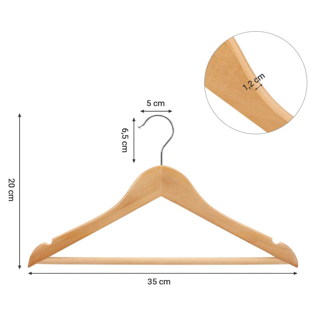 SONGMICS Vješalice za dječju odjeću od 10 komada, s vješalicom za hlače 35 x 20 x 1,2 cm, natur-Vasdom.hr