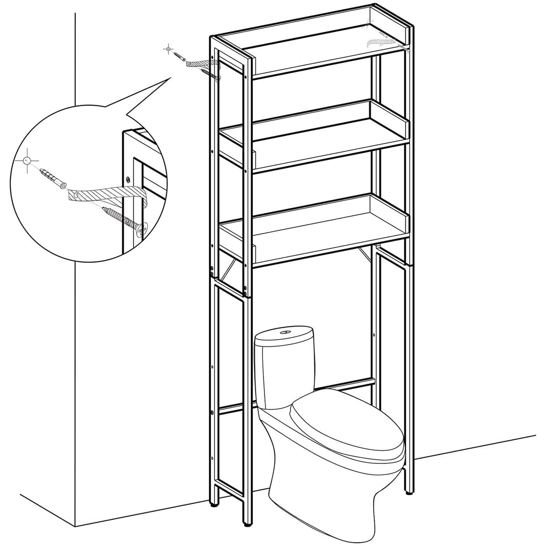 Stalak za odlaganje iznad WC školjke, polica za perilicu rublja 63 x 165 x 25 cm | VASAGLE-Vasdom.hr