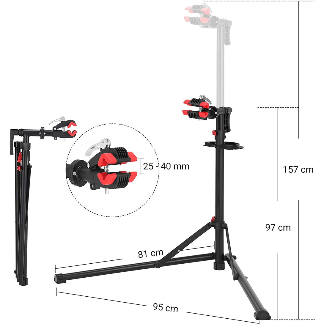 Stalak za popravak bicikala, 95 x 97-157 x 81 cm, crveno-crni | SONGMICS-Vasdom.hr