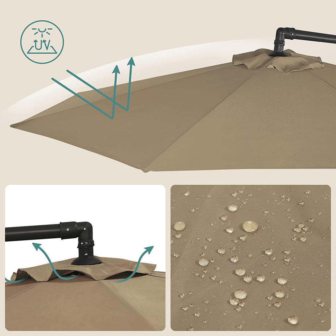 Suncobran Ø 300 cm, vrtni suncobran, taupe | SONGMICS-Vasdom.hr