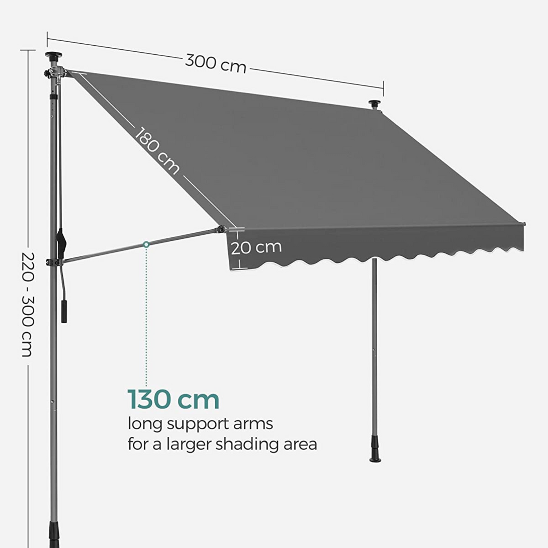 tenda, 300 x 130 cm, podesiva visina, ručna ručica | SONGMICS-Vasdom.hr