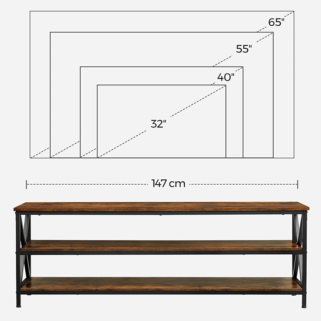 TV ormarić s otvorenim pretincem, TV stolić s nosačem u obliku slova X 147 x 50 x 40 cm | VASAGLE-Vasdom.hr